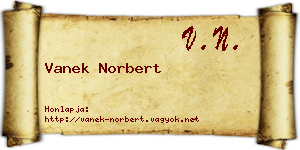 Vanek Norbert névjegykártya